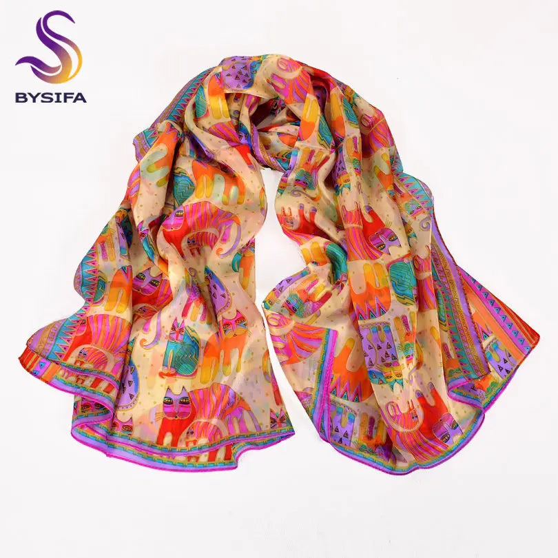2016 Winter Fashion Women's Scarf Hot Sale Mulberry Silk Scarves Shawl Female Long Silk Scarf Blue and Coffee 180*110cm