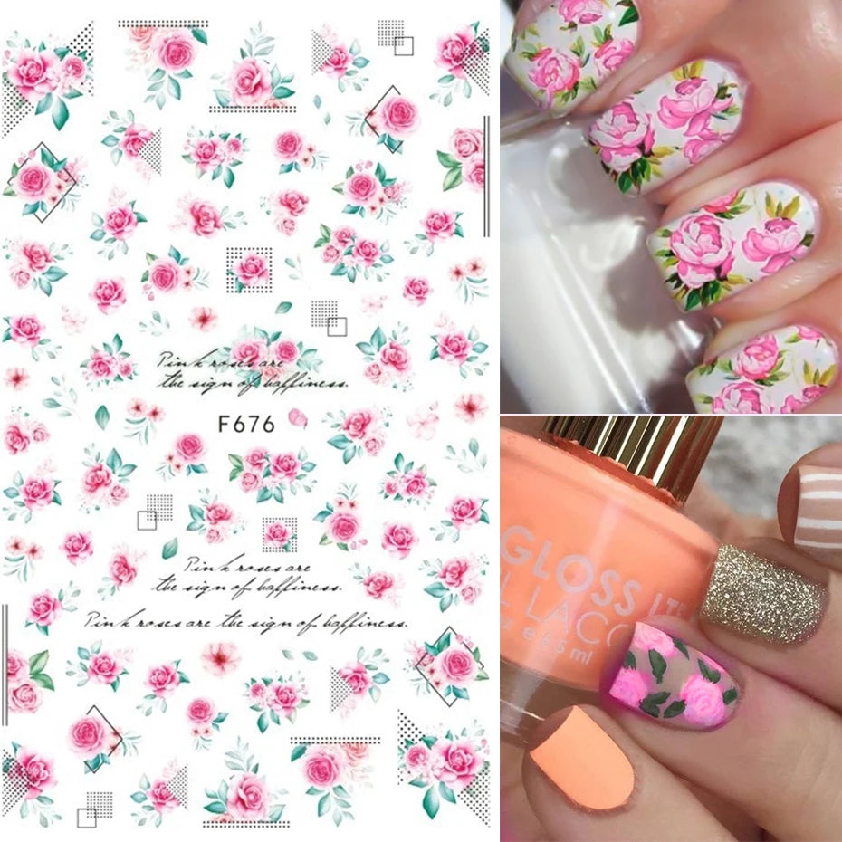 1 STÜCKE Neue Luxuriöse Schmetterling Nagelaufkleber Blume Nageldesign Nagelkunst Liefert Nagelabziehbilder Geeignet Für Frauen Nageldekoration