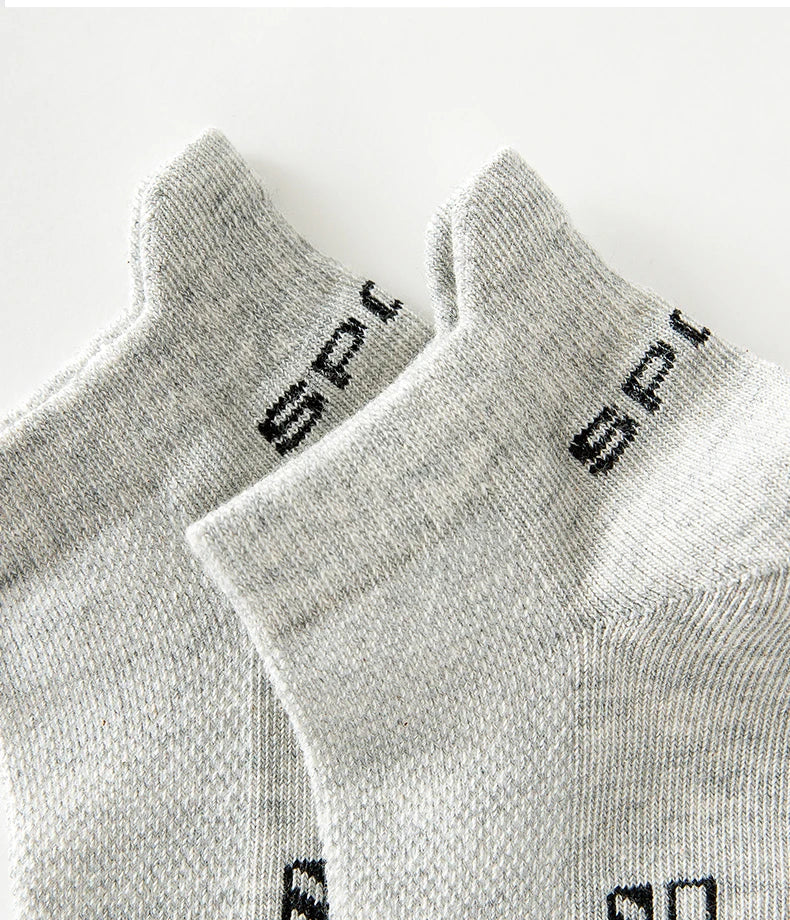 HSS 5 Paar Herrensocken aus Bio-Baumwolle, Knöchelsocken aus atmungsaktivem Mesh, Sportsocken, lässig, sportlich, für den Sommer, dünn, kurz, Übergröße EU 40–46