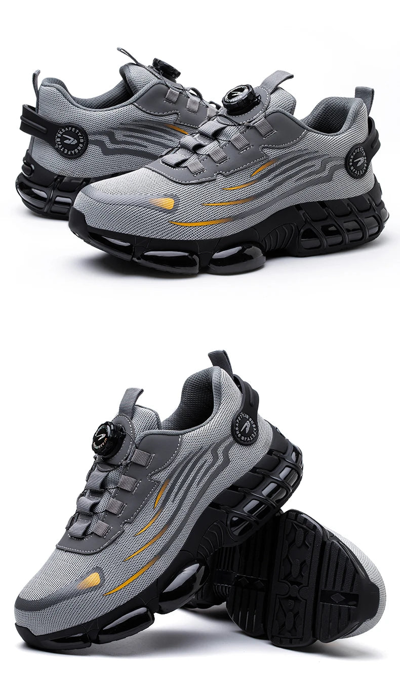 Rotating Button Safety Shoes Men Anti-smash Anti-puncture Work Shoes Fashion Men Safety Sport Shoes Security Protective BootsMen