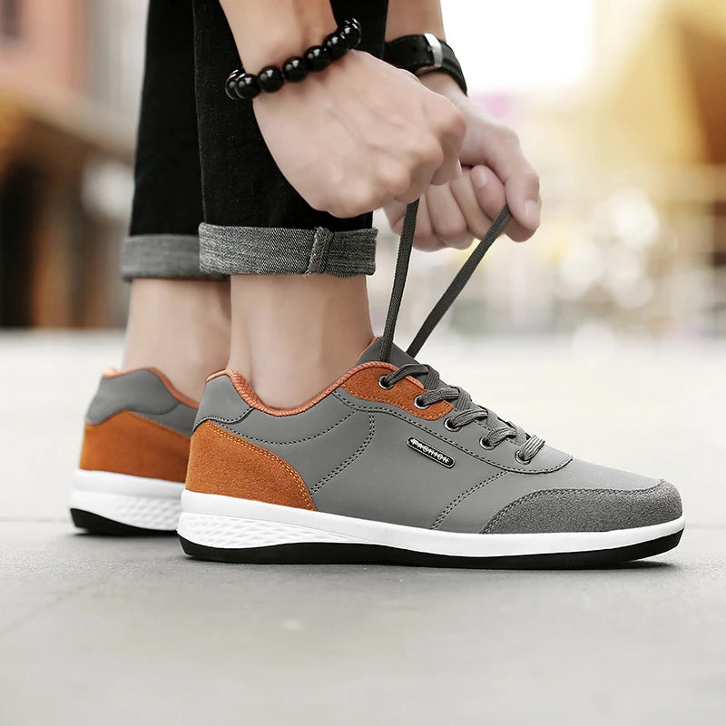 YRZL Herrenschuhe Frühling Herbst wasserdichte Wanderschuhe Freizeit Herren Leder Sportschuhe rutschfeste Schuhe Tennis für Herren