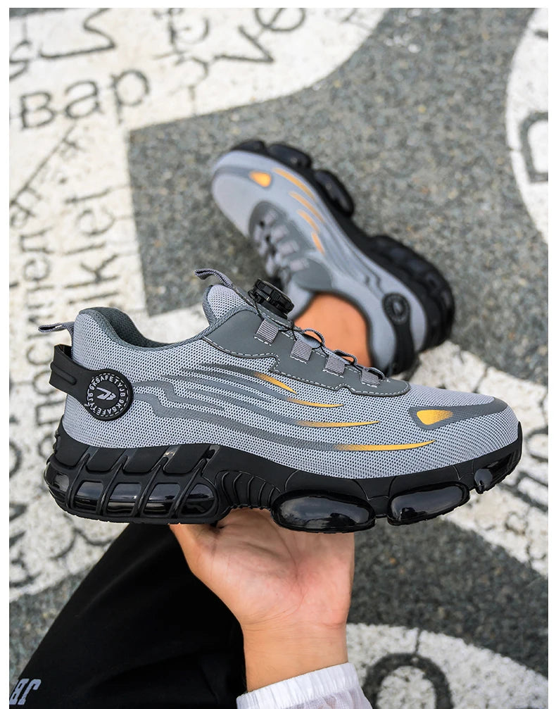 Rotating Button Safety Shoes Men Anti-smash Anti-puncture Work Shoes Fashion Men Safety Sport Shoes Security Protective BootsMen