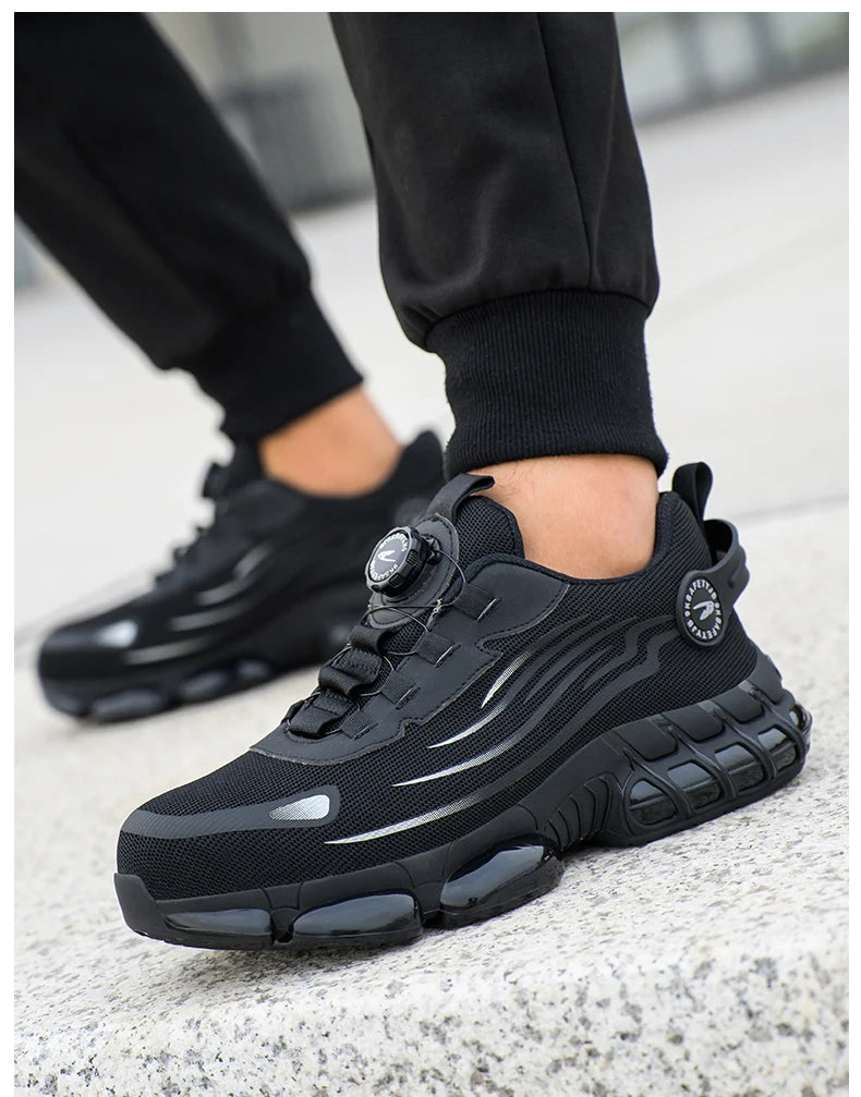 Rotating Button Steel Toe Safety Shoes Men Anti-smash Anti-puncture Work Shoes Breathable Sport Shoes Security Protective Boots