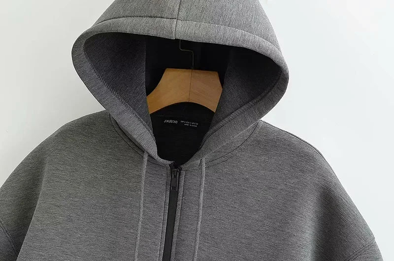 Damen Winter Vintage Reißverschluss Hoodies Sweatshirts Mode Langarm Streetwear Parkas Weibliche Oberbekleidung Koreanische Beliebte Kleidung