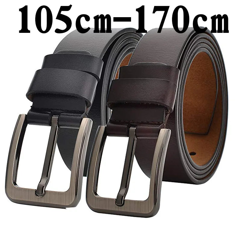 Plus Size 170 160 150 140 130cm Men High Quality Genuine Leather Belt Luxury Designer Belts Men Cowskin Fashion Strap Male Jeans