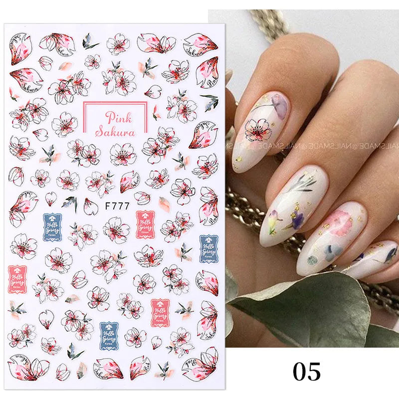 1 STÜCKE Neue Luxuriöse Schmetterling Nagelaufkleber Blume Nageldesign Nagelkunst Liefert Nagelabziehbilder Geeignet Für Frauen Nageldekoration