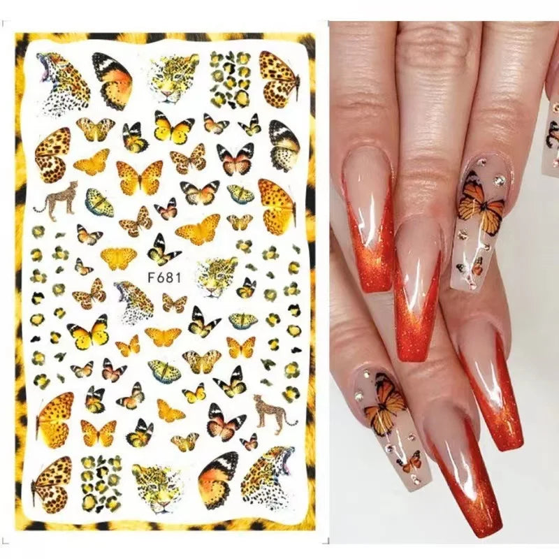 1 STÜCKE Neue Luxuriöse Schmetterling Nagelaufkleber Blume Nageldesign Nagelkunst Liefert Nagelabziehbilder Geeignet Für Frauen Nageldekoration