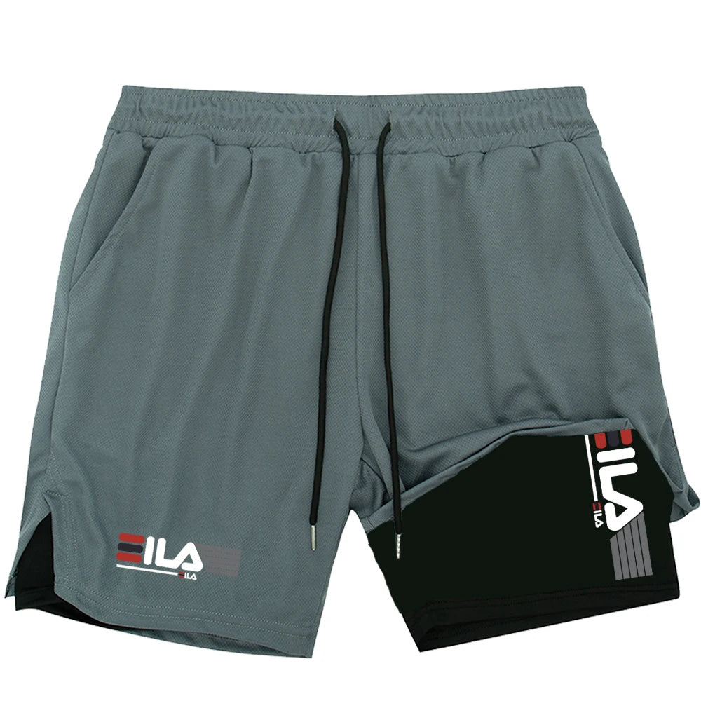 Men Running Shorts 2 In 1 Double-deck Sport Shorts Sportswear Gym Fitness Short Pants Training Jogging Bottom Men's Clothing