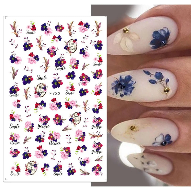 1 STÜCKE Neue Luxuriöse Schmetterling Nagelaufkleber Blume Nageldesign Nagelkunst Liefert Nagelabziehbilder Geeignet Für Frauen Nageldekoration