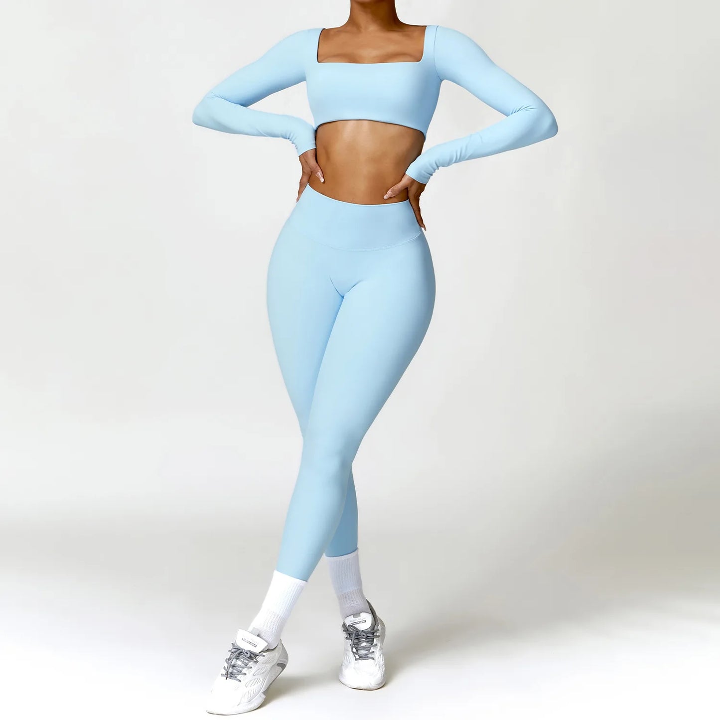 2PCS Yoga Anzug Sport Set Frauen Schnell Trocknend Gym Set Frauen Trainingsanzug Lauf Workout Langarm Sport Shirt Yoga kleidung