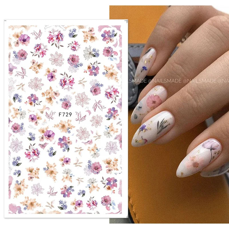 1 STÜCKE Neue Luxuriöse Schmetterling Nagelaufkleber Blume Nageldesign Nagelkunst Liefert Nagelabziehbilder Geeignet Für Frauen Nageldekoration