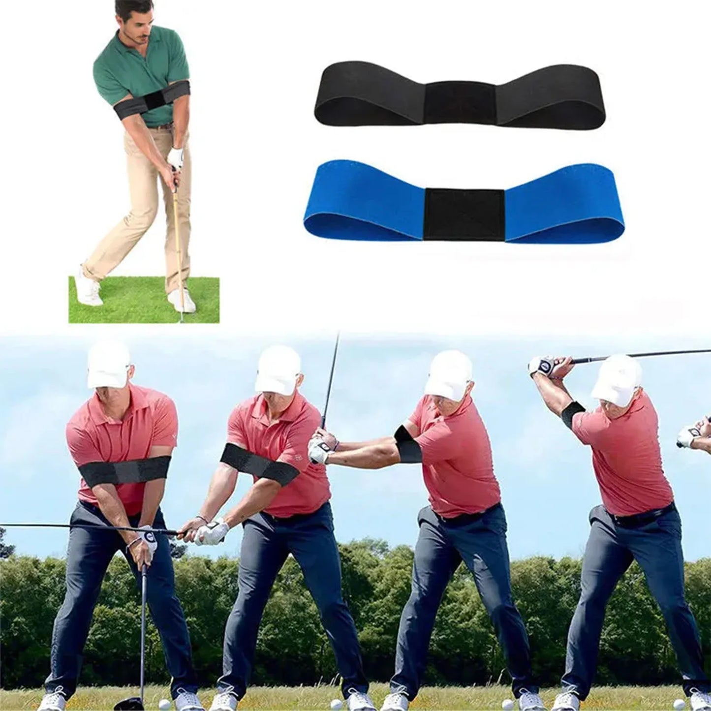 Golf Swing Trainer Posture Corrector Band Arm Hand Exercise Elastic Tension Fitness Equipment for Beginners Home Gym