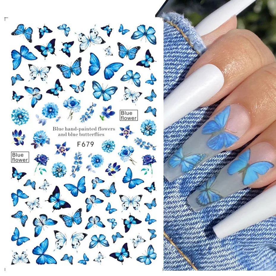 1 STÜCKE Neue Luxuriöse Schmetterling Nagelaufkleber Blume Nageldesign Nagelkunst Liefert Nagelabziehbilder Geeignet Für Frauen Nageldekoration