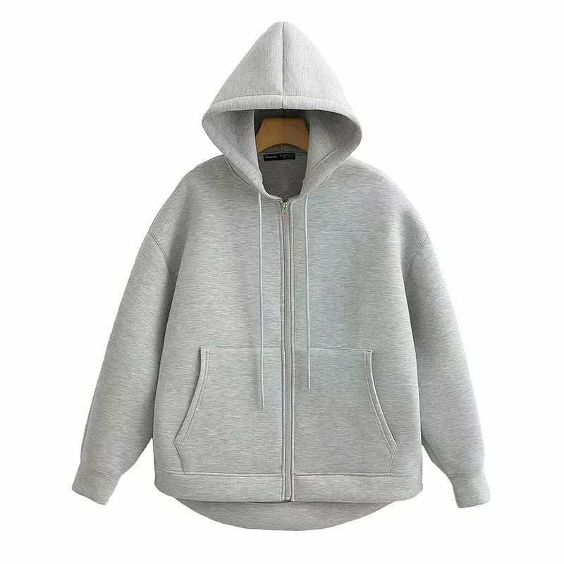 Damen Winter Vintage Reißverschluss Hoodies Sweatshirts Mode Langarm Streetwear Parkas Weibliche Oberbekleidung Koreanische Beliebte Kleidung