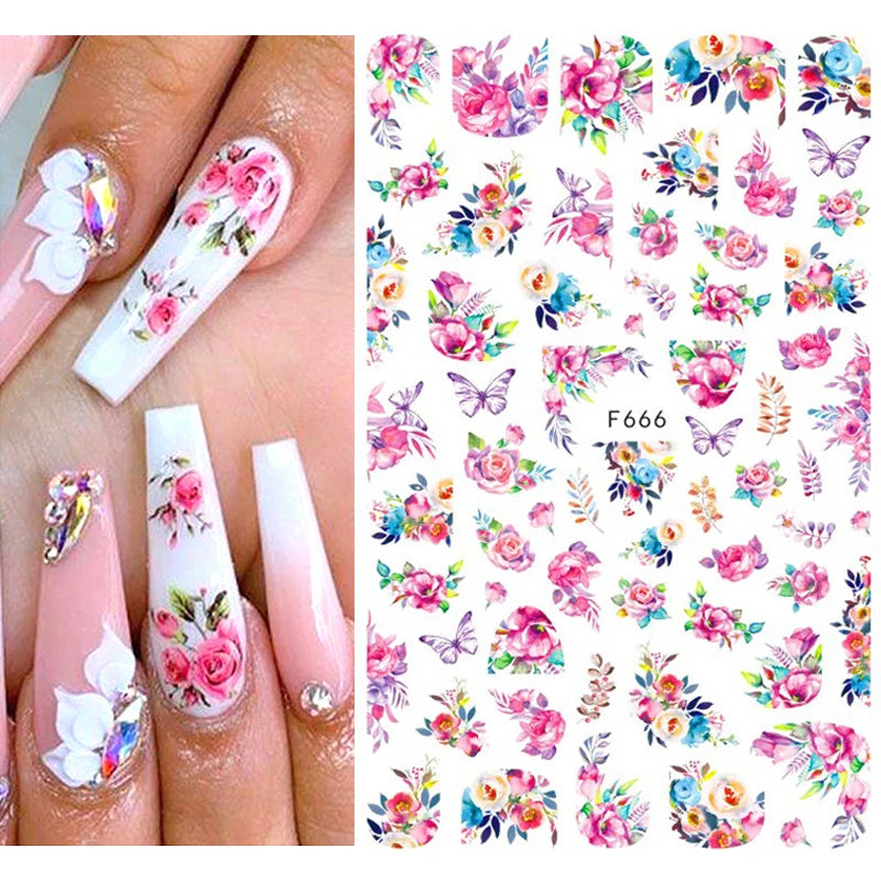 1 STÜCKE Neue Luxuriöse Schmetterling Nagelaufkleber Blume Nageldesign Nagelkunst Liefert Nagelabziehbilder Geeignet Für Frauen Nageldekoration