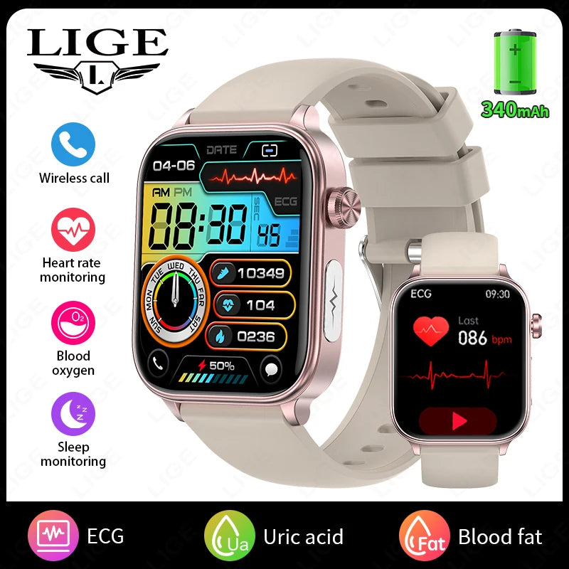 2025 neue EKG + PPG Smart Watch Frauen Herzfrequenz Blutfett Harnsäure Frauen Menstruationsgesundheit Tracker Smartwatches für Android iOS