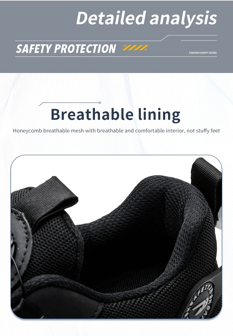 Rotating Button Steel Toe Safety Shoes Men Anti-smash Anti-puncture Work Shoes Breathable Sport Shoes Security Protective Boots