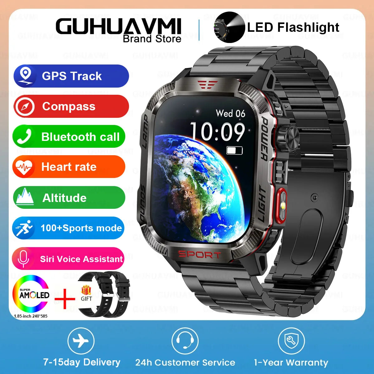 2024 New GPS Outdoor Professional Sports Smart Watch Men Women Heart Rate BT Call 3ATM Waterproof Swimming Fitness Smartwatches