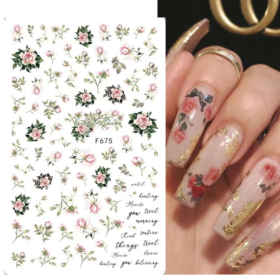 1 STÜCKE Neue Luxuriöse Schmetterling Nagelaufkleber Blume Nageldesign Nagelkunst Liefert Nagelabziehbilder Geeignet Für Frauen Nageldekoration