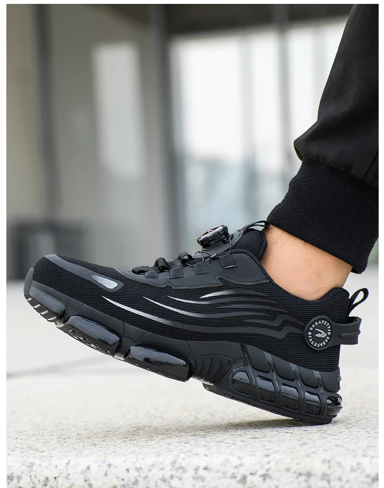 Rotating Button Steel Toe Safety Shoes Men Anti-smash Anti-puncture Work Shoes Breathable Sport Shoes Security Protective Boots