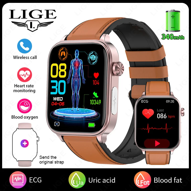 2025 neue EKG + PPG Smart Watch Frauen Herzfrequenz Blutfett Harnsäure Frauen Menstruationsgesundheit Tracker Smartwatches für Android iOS