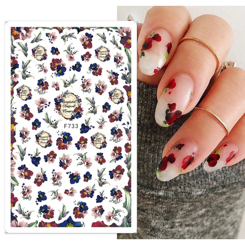 1 STÜCKE Neue Luxuriöse Schmetterling Nagelaufkleber Blume Nageldesign Nagelkunst Liefert Nagelabziehbilder Geeignet Für Frauen Nageldekoration