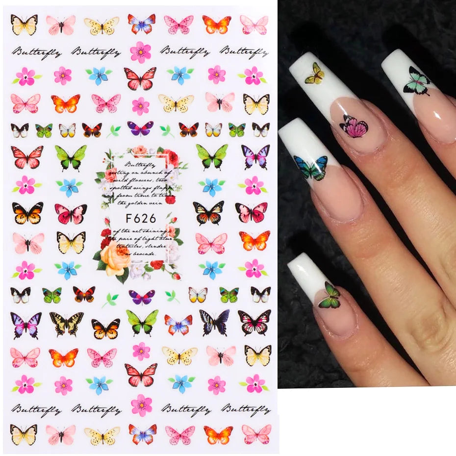 1 STÜCKE Neue Luxuriöse Schmetterling Nagelaufkleber Blume Nageldesign Nagelkunst Liefert Nagelabziehbilder Geeignet Für Frauen Nageldekoration