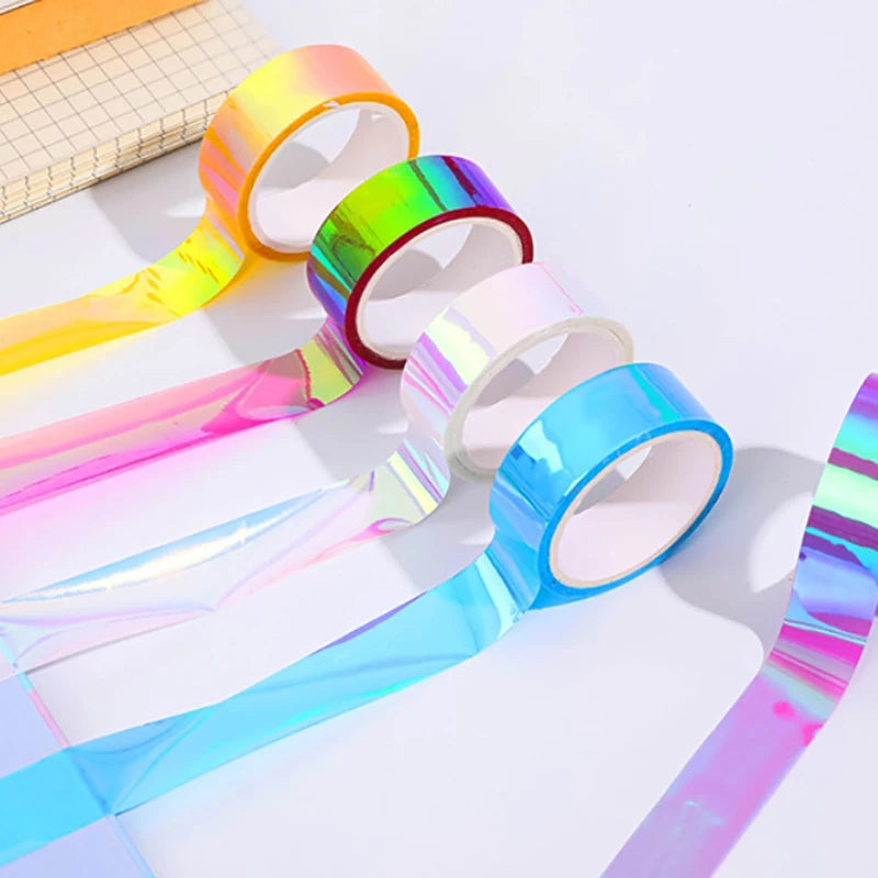 500cm Holographic RG Prismatic Glitter Tape Hoops Stick Rhythmic Gymnastics Ring Decoration Fitness Equipment DIY Scrapbooking