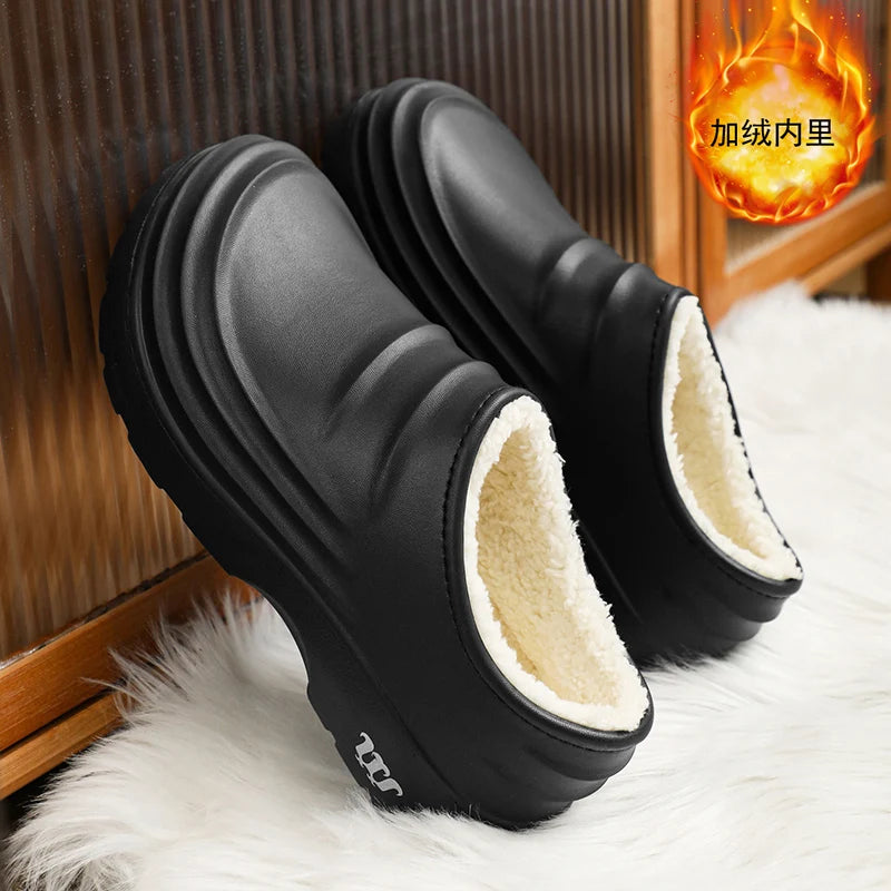 2024New Fashion Baumwolle Hausschuhe Männer Winter Warme Hause Baumwolle Schuhe Wasserdichte Garten Schuhe Indoor Slip auf Concise Schuhe