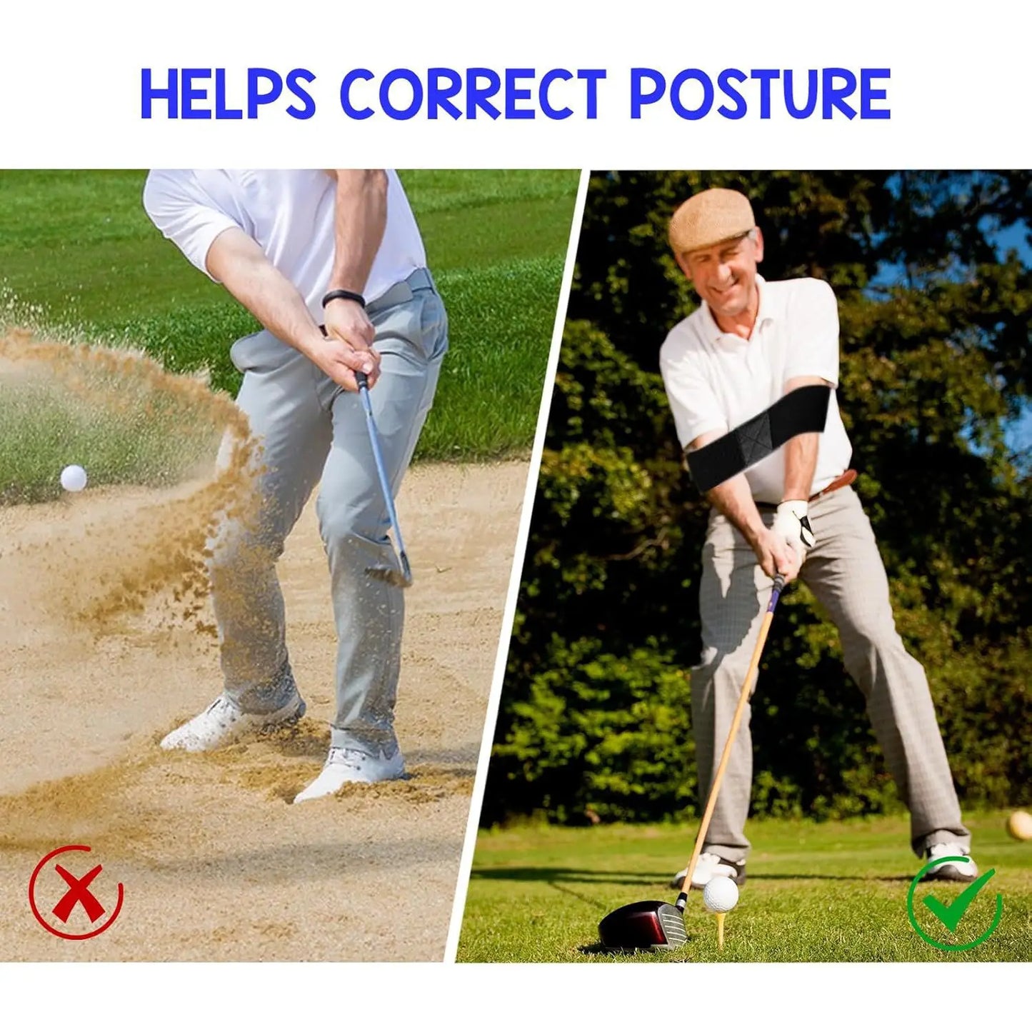 Golf Swing Trainer Posture Corrector Band Arm Hand Exercise Elastic Tension Fitness Equipment for Beginners Home Gym
