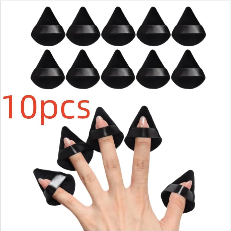 10–30 Stück Dreieck Mini Samt Puderquaste Foundation Gesicht Concealer Applikator Kosmetik Finger Schwamm Puff Schönheit Make-up-Tools