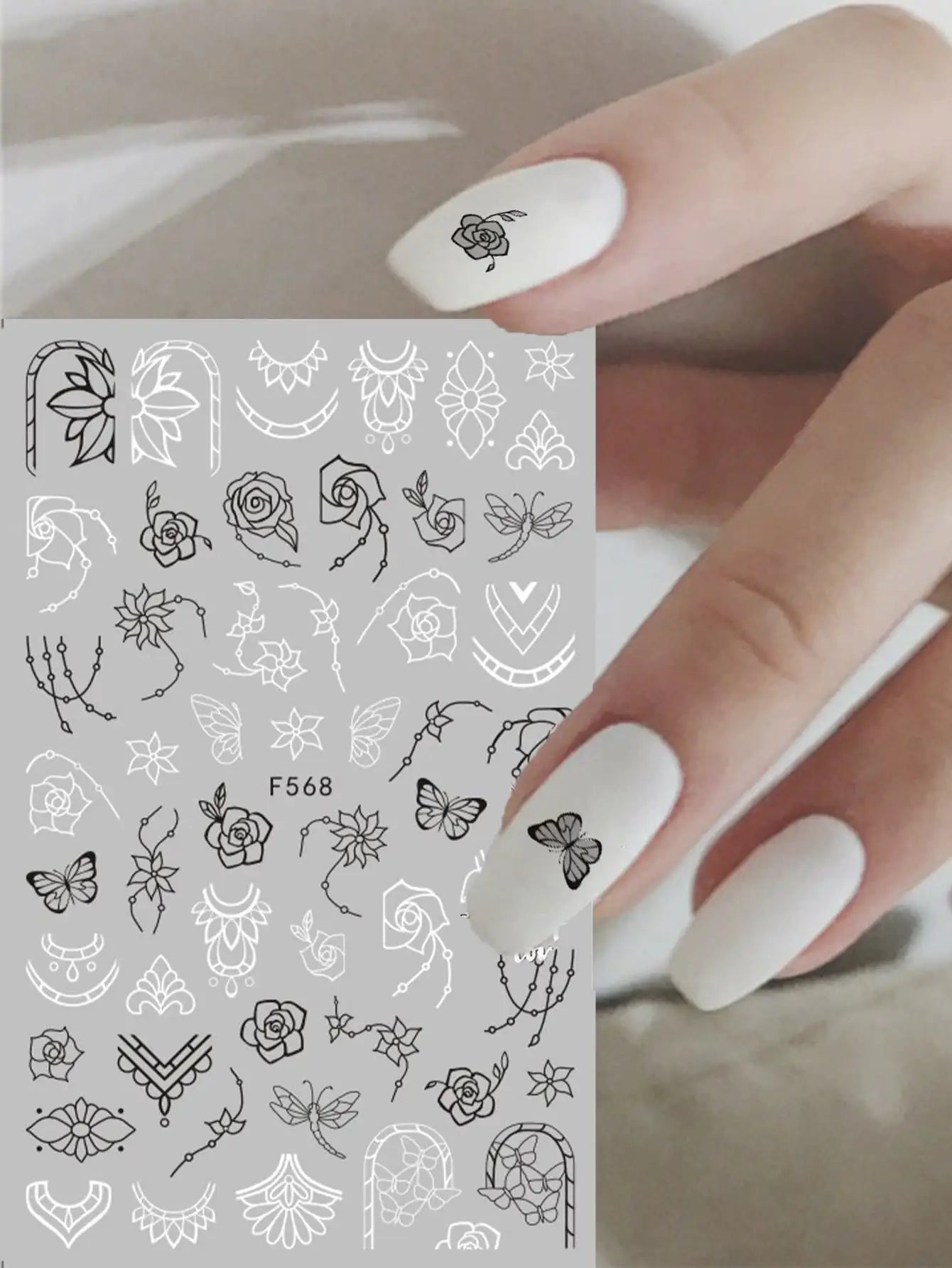 1 STÜCKE Neue Luxuriöse Schmetterling Nagelaufkleber Blume Nageldesign Nagelkunst Liefert Nagelabziehbilder Geeignet Für Frauen Nageldekoration