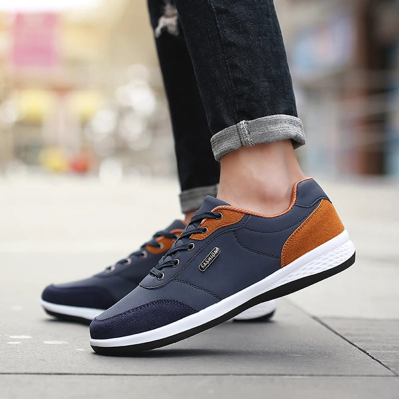 YRZL Herrenschuhe Frühling Herbst wasserdichte Wanderschuhe Freizeit Herren Leder Sportschuhe rutschfeste Schuhe Tennis für Herren