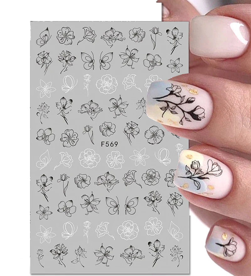 1 STÜCKE Neue Luxuriöse Schmetterling Nagelaufkleber Blume Nageldesign Nagelkunst Liefert Nagelabziehbilder Geeignet Für Frauen Nageldekoration