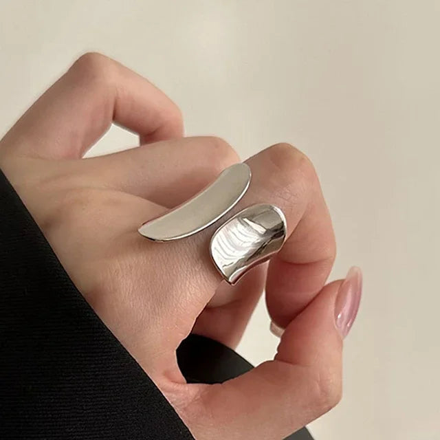 BF CLUB 925 Sterling Rings for Women Fashion Geometric Handmade Irregular Strip Ring Party Christmas Gift