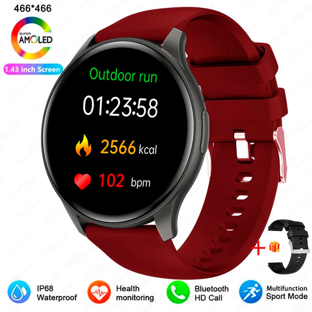 2025 Neu für Xiaomi Huawei 1,43 Zoll Bluetooth Call Smartwatch Damen Herren AMOLED 466*466 HD Pixel Display Smartwatches Damen