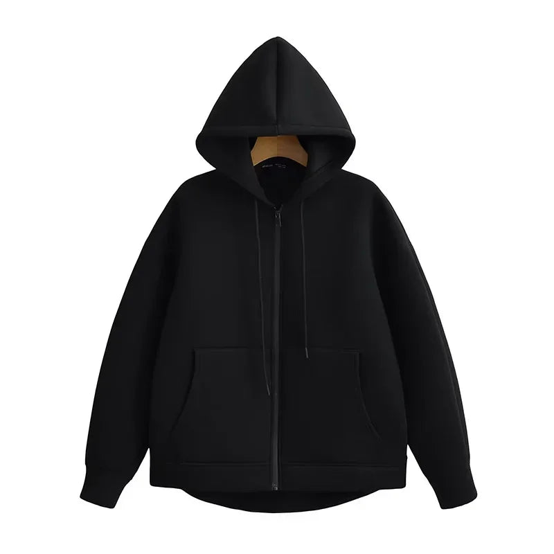 Damen Winter Vintage Reißverschluss Hoodies Sweatshirts Mode Langarm Streetwear Parkas Weibliche Oberbekleidung Koreanische Beliebte Kleidung