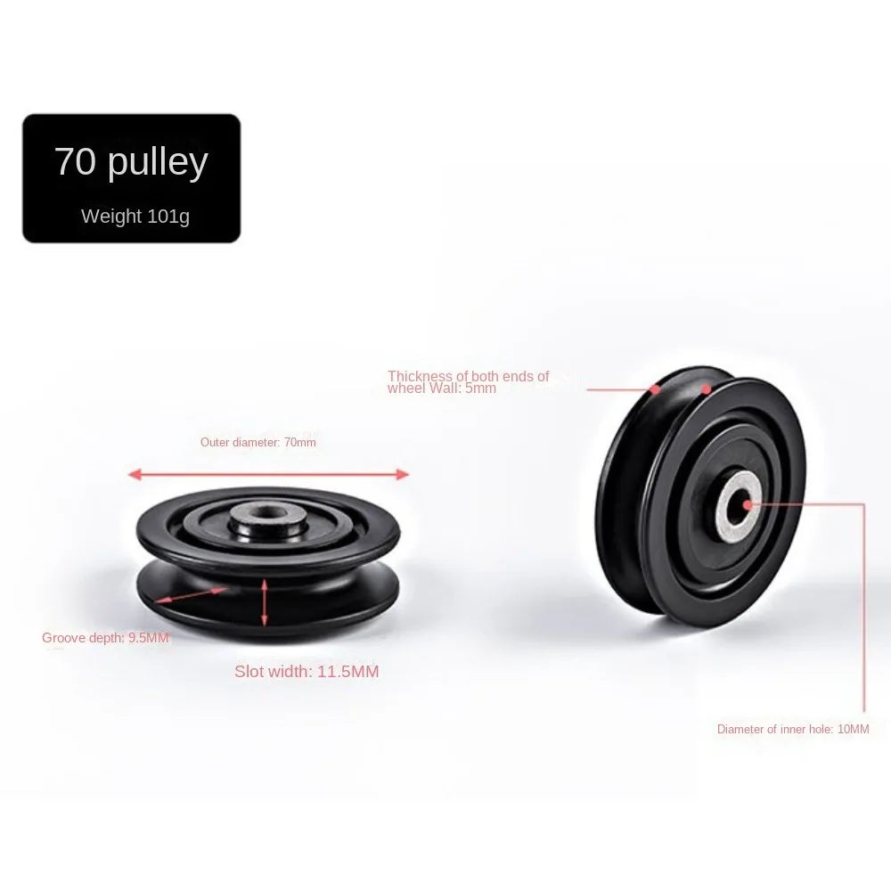 Fitness Equipment Parts Pulley Wheel Black Cable Machine Part Nylon Pulley Light Weight Good Wear Resistance Nylon Bearing