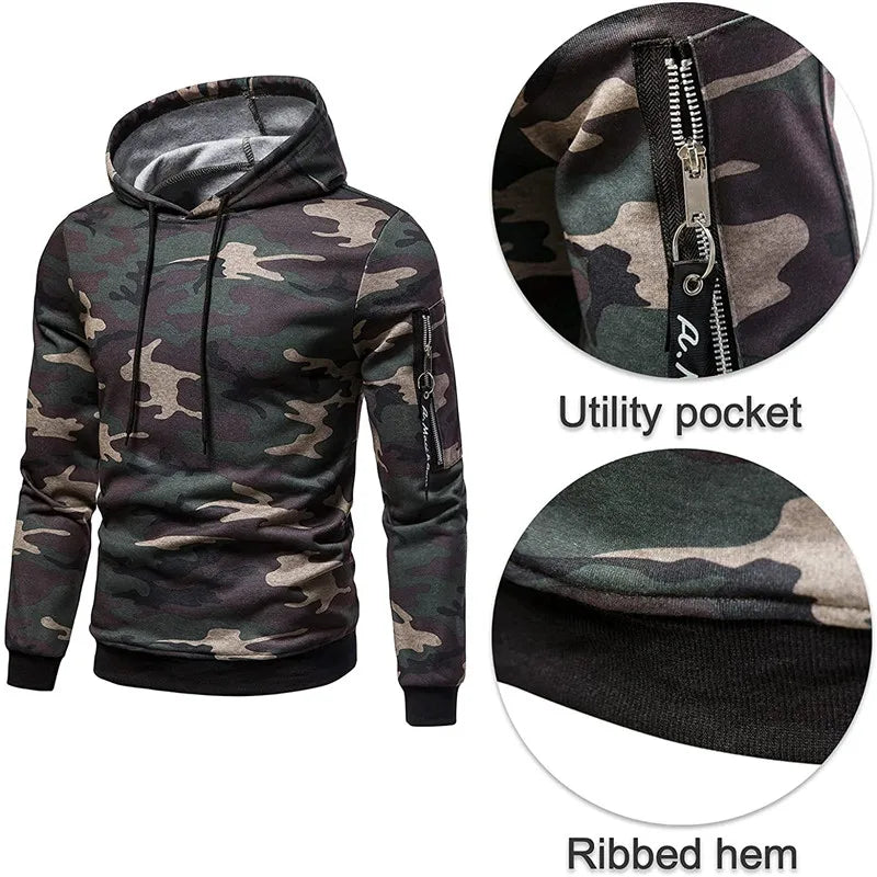 Men's Sportswear Set Two-piece Casual Jogging Warm Breathable Fitness Sportswear Set Military Tactical Hoodie + Trousers