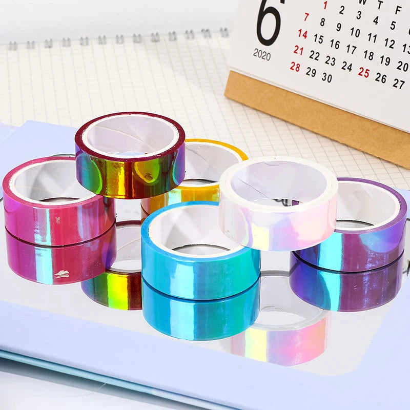 500cm Holographic RG Prismatic Glitter Tape Hoops Stick Rhythmic Gymnastics Ring Decoration Fitness Equipment DIY Scrapbooking