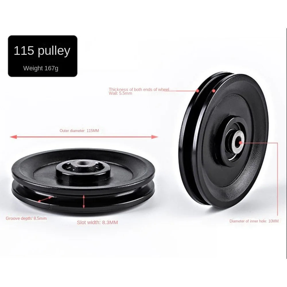 Fitness Equipment Parts Pulley Wheel Black Cable Machine Part Nylon Pulley Light Weight Good Wear Resistance Nylon Bearing