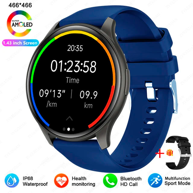 2025 Neu für Xiaomi Huawei 1,43 Zoll Bluetooth Call Smartwatch Damen Herren AMOLED 466*466 HD Pixel Display Smartwatches Damen