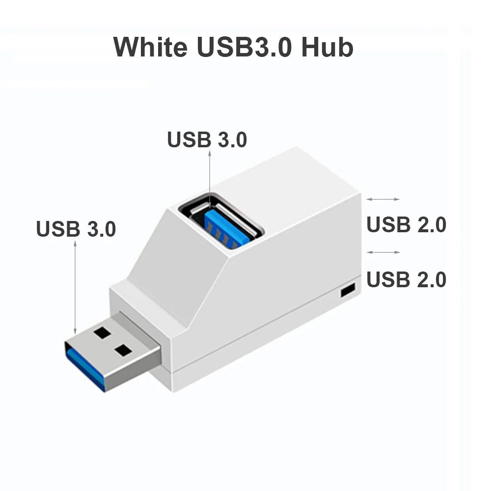 USB 3.0 HUB Adapter Extender Mini Splitter Box 1 zu 3 Ports High Speed USB 2.0 Für PC Laptop U Disk Kartenleser