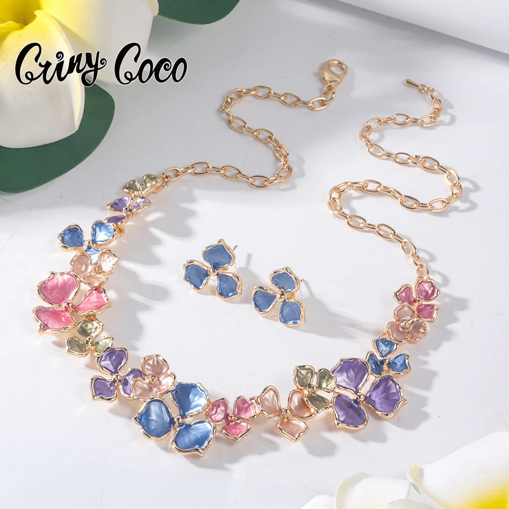 Cring Coco Mehrfarbiges Halsband für Damen, Blatt-Halsketten, modische Emaille-Ketten, Halskette, Schmuck-Accessoires für Frauen zum Muttertag