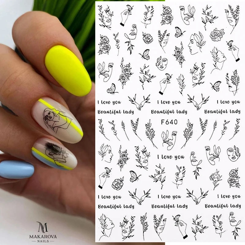 1 STÜCKE Neue Luxuriöse Schmetterling Nagelaufkleber Blume Nageldesign Nagelkunst Liefert Nagelabziehbilder Geeignet Für Frauen Nageldekoration