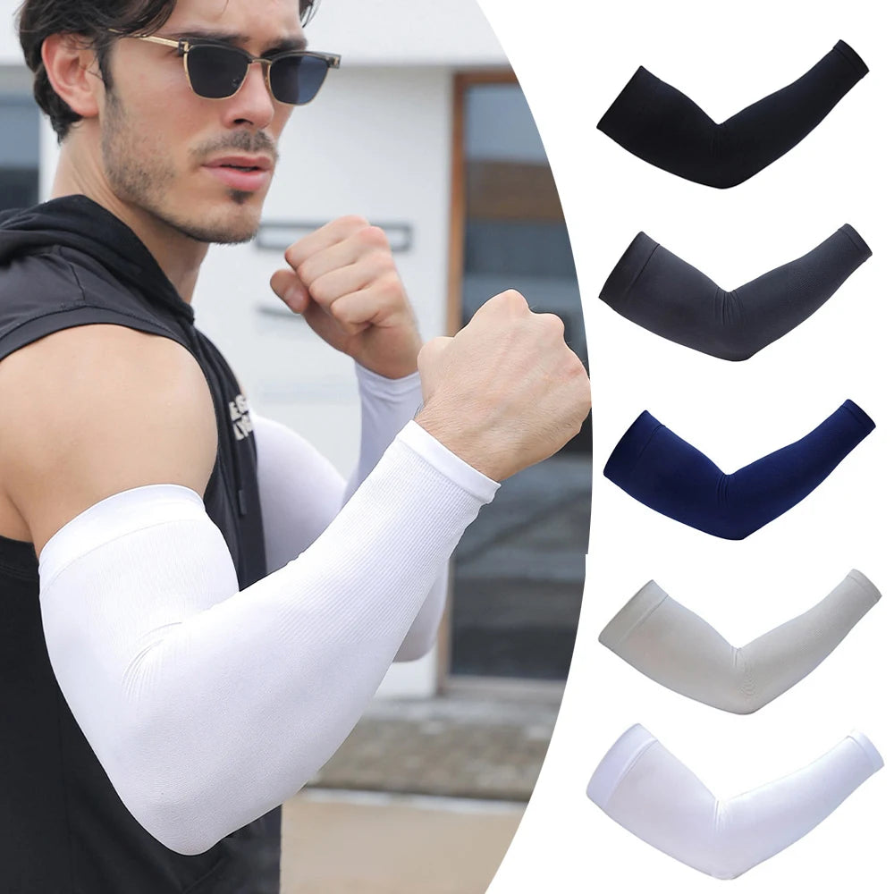 Anti-sunburn Sleeve Elastic Men Women Cool Muff Plus Size Outdoor Sports Sunscreen Cycling Sleeve Uv Blocking Sleeve Fingerless