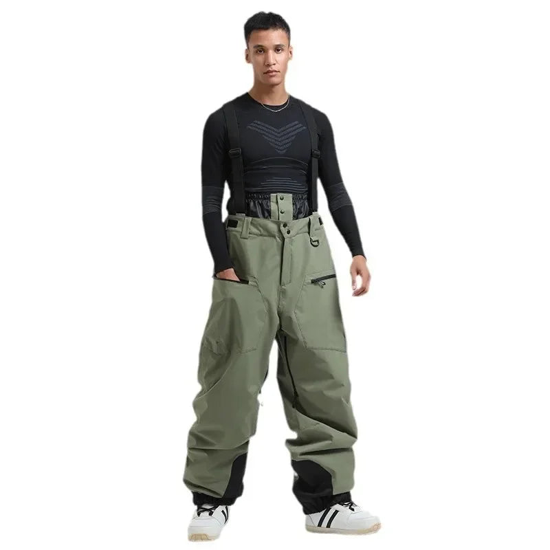 GSOU SNOW New Ski Pants Straps Padded Padded Warm Single and Double Board Windproof and Waterproof Winter Ski Pants for Men