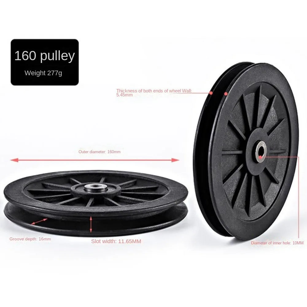 Fitness Equipment Parts Pulley Wheel Black Cable Machine Part Nylon Pulley Light Weight Good Wear Resistance Nylon Bearing