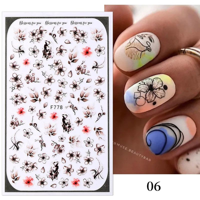 1 STÜCKE Neue Luxuriöse Schmetterling Nagelaufkleber Blume Nageldesign Nagelkunst Liefert Nagelabziehbilder Geeignet Für Frauen Nageldekoration