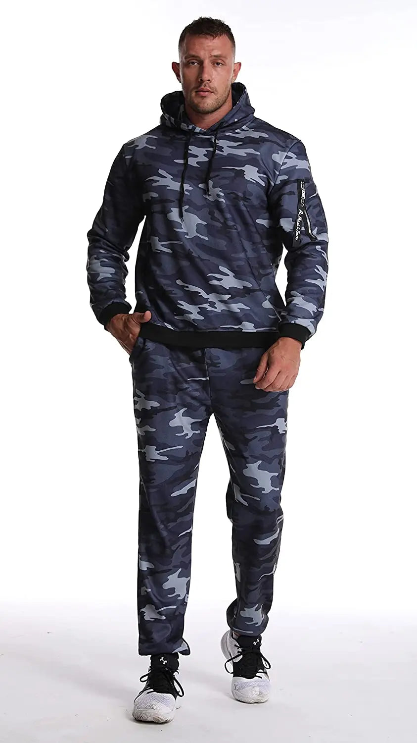 Men's Sportswear Set Two-piece Casual Jogging Warm Breathable Fitness Sportswear Set Military Tactical Hoodie + Trousers